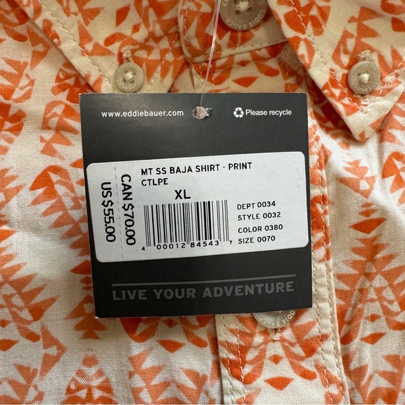 Eddie Bauer Baja Short Sleeve Shirt Beach Polo Classic Fit XL Tall - Picture 6 of 11
